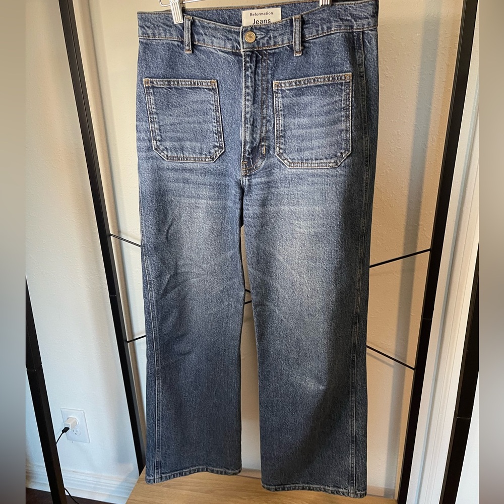 Reformation Wide Leg High Rise Crop Jeans